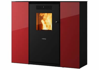 compact glass poele pellet stove italy rouge